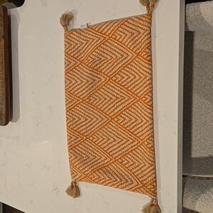 Lacefield Designs Geometric Orange and Cream Tassel Pillow Cover 13 X 19